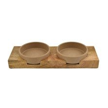 Set Comederos Bambú con Soporte Madera para Perros
