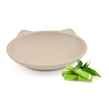 Comedero Bambú Meow 140 ml Beige para Gatos