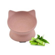Comedero Bambú Elevado 140 ml Rosa para Gatos