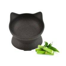 Comedero Bambú Elevado 140 ml Negro para Gatos