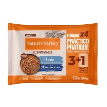 Natures Variety Cat Natures Variety Bocaditos en Salsa Multipack Bacalao y Pescado Sobres 4x85 gr