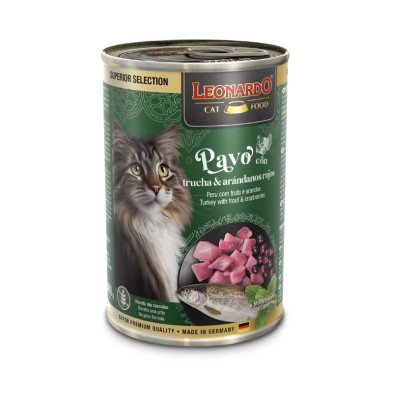 Leonardo Superior Lata Pavo con Trucha y Arándano para Gatos