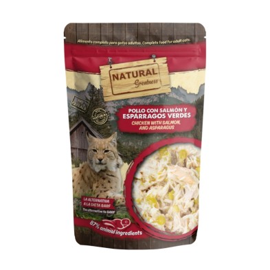 Natural Greatness Sobre Pollo con Salmón y Espárragos 70 gr Comida Húmeda para Gatos