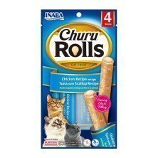 Churu Rolls Snacks Gatos Pollo, Atún y Vieiras 10gr x 4